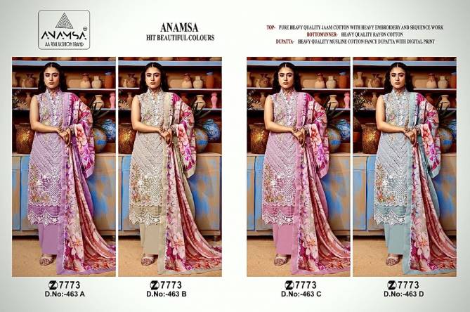 Anamsa 463 A To D Embroidery Jam Cotton Pakistani Suits Wholesale Price In Surat